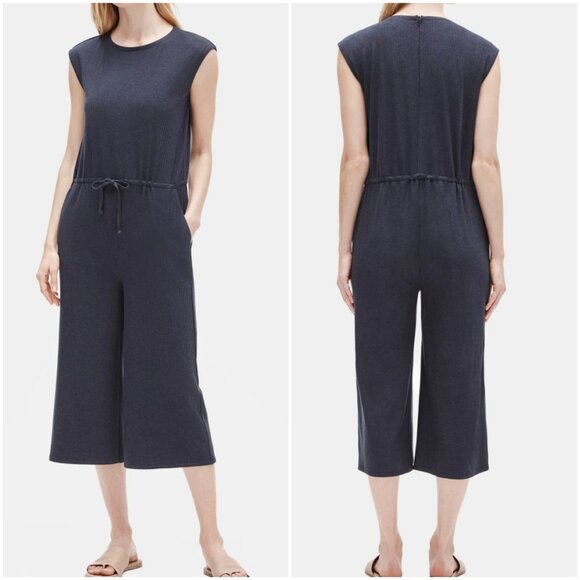 NWT EILEEN FISHER WOMENS SIZE LARGE GREY TENCEL RIB CROPPED...